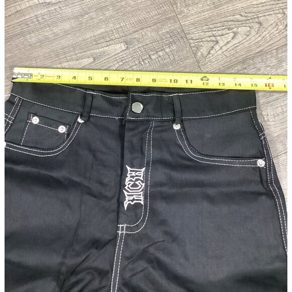 Amalfi Heaven Can Wait Black Mens Denim Pants Size L Streetwear Embroidered NWT - Picture 6 of 10